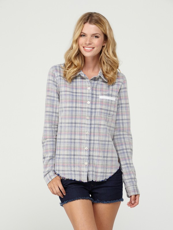 roxy, Brooklyn Long Sleeve Shirt, STONE PLAID (sez1) 0 Brooklyn Long Sleeve Shirt ARJWT00030 Roxy