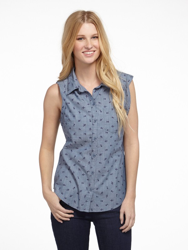 roxy, Perfect Way Chambray Top, INDIGO PATTERN (pss6) 0 Perfect Way Chambray Top ARJWT00066 Roxy