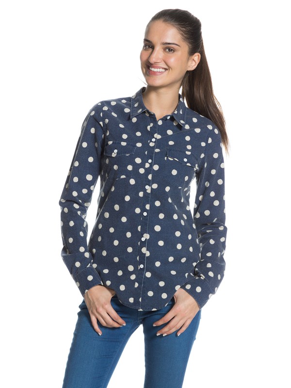 roxy, Camp Site Shirt, PEACOAT SIERRA POLKA DOT PATTE (btn1) 0 Camp Site Shirt ARJWT03025 Roxy