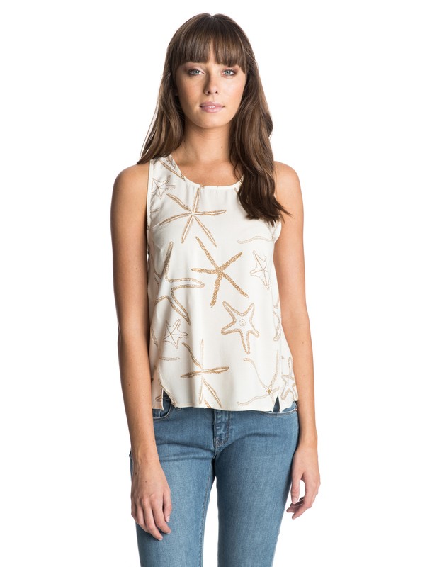 roxy, Shell Beach Tank Top, GOLDEN BROWN STARFISH PATTERN (cpd6) 0 Shell Beach Tank Top ARJWT03037 Roxy