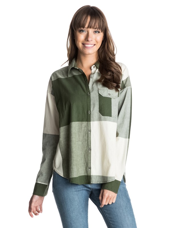 roxy, Breezy Top, CYPRESS OVERSIZE CHECK PLAID (gra1) 0 Breezy Top ARJWT03045 Roxy