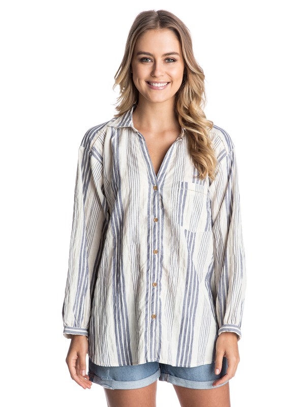 roxy, Case Of You Oversided Button Down Collared Shirt, PATRIOT BLUE CABANA RAMA (bsh3) 0 Case Of You Oversided Button Down Collared Shirt ARJWT03057 Roxy