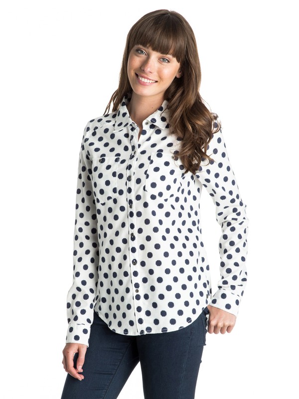 roxy, Sneaky Peaks Long Sleeve Shirt, 6579 IKAT POLKA DOT SEA SPRAY (wbs6) 0 Sneaky Peaks Long Sleeve Shirt ARJWT03073 Roxy