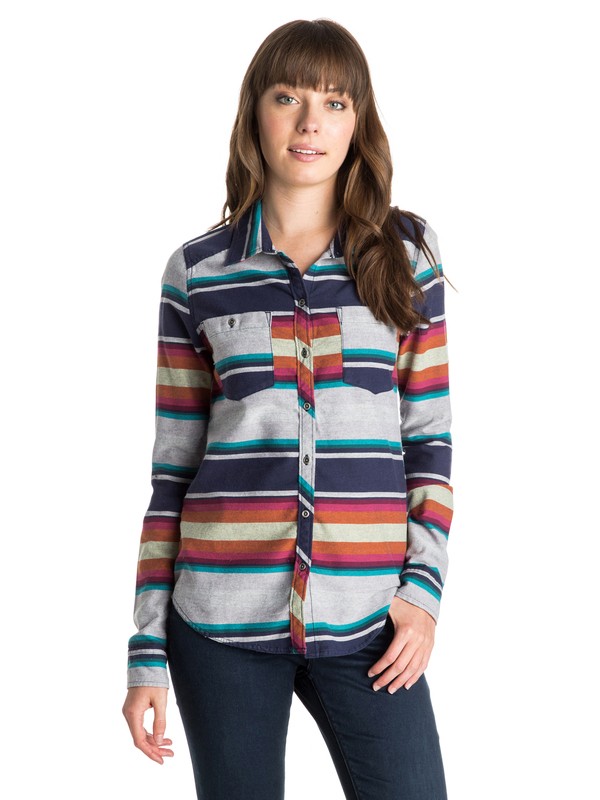 roxy, Sneaky Peaks Long Sleeve Shirt, ECLIPSE BLANKET STRIPE (btc3) 0 Sneaky Peaks Long Sleeve Shirt ARJWT03088 Roxy