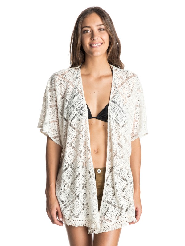 roxy, Canyons Crochet Open Front Kimono Top, SEA SPRAY (wbs0) 0 Canyons Crochet Open Front Kimono Top ARJWT03092 Roxy