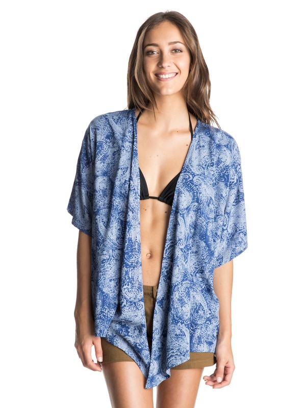 roxy, Canyonero Open Front Kimono Top, MAZARINE BLUE BATIK PRINT (prr6) 0 Canyonero Open Front Kimono Top ARJWT03093 Roxy