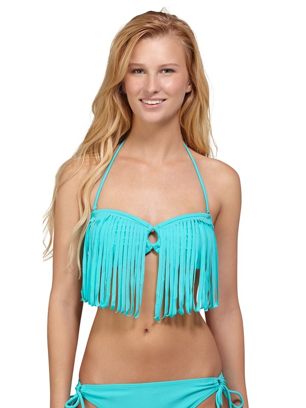 roxy, Surf Essentials Fringe Bandeau Bikini Top, LIGHT JADE (bnf0) 0 Surf Essentials Fringe Bandeau Bikini Top ARJX300038 Roxy