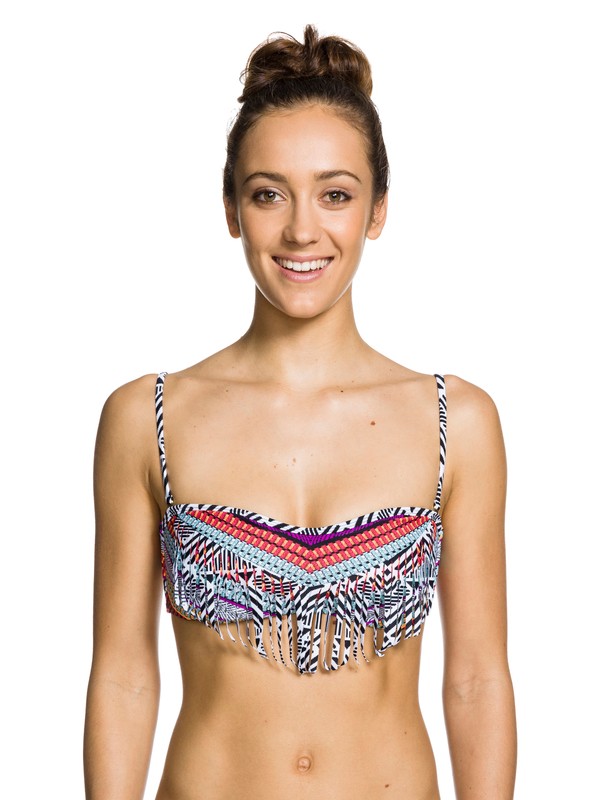 roxy, Boho Babe Panel Fringe Bandeau Top, BOHO BABE TRUE BLACK PRINT (kvj6) 0 Boho Babe Panel Fringe Bandeau Top ARJX303007 Roxy