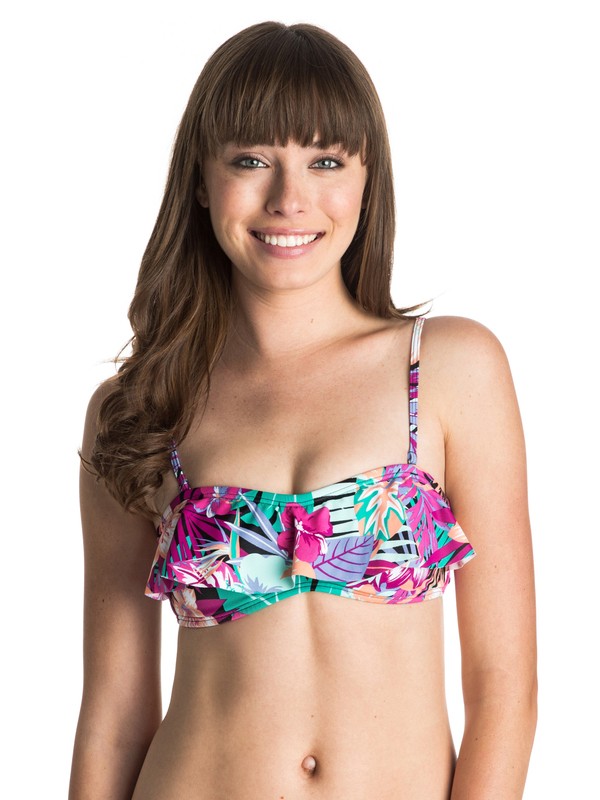 roxy, Garden Party Ruffle Bandeau Bikini Top, GARDEN PARTY TRUE BLACK (kvj0) 0 Garden Party Ruffle Bandeau Bikini Top ARJX303185 Roxy