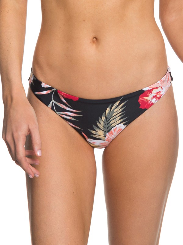 roxy, Strappy Love Reversible Mini Bikini Bottoms, ANTHRACITE CASTAWAY FLORAL (kvj9) 0 Strappy Love Reversible Mini Bikini Bottoms Black ARJX403323 Roxy