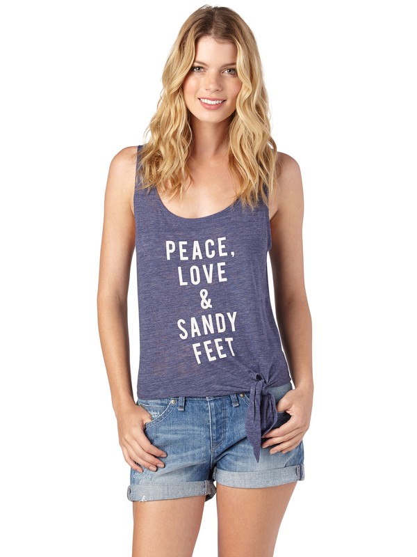 roxy, Peace Love And Sandy Feet Tank Top, INDIGO (bnd0) 0 Peace Love And Sandy Feet Tank Top ARJZT00483 Roxy
