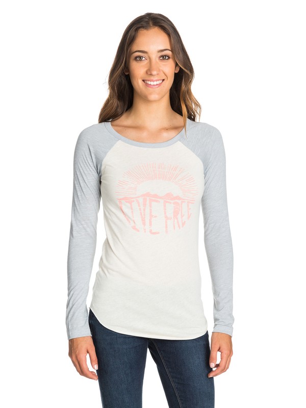 roxy, Live Free UU Baseball Tee, HERITAGE HEATHER (sgrh) 0 Live Free UU Baseball Tee ARJZT03171 Roxy
