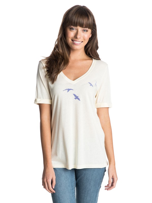 roxy, Wild Birds V-Neck Tee, WARM WHITE (ycq0) 0 Wild Birds V-Neck Tee ARJZT03196 Roxy