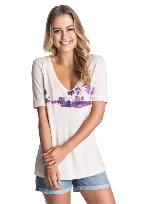 roxy, Sunset Beaches V-Neck Tee, CHINTZ ROSE (mdy0) 0 Sunset Beaches V-Neck Tee ARJZT03266 Roxy