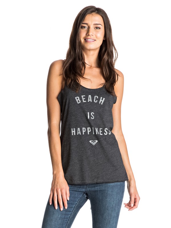roxy, Happy Beach Racerback Tank, TRUE BLACK HEATHER (kvjh) 0 Happy Beach Racerback Tank ARJZT03983 Roxy