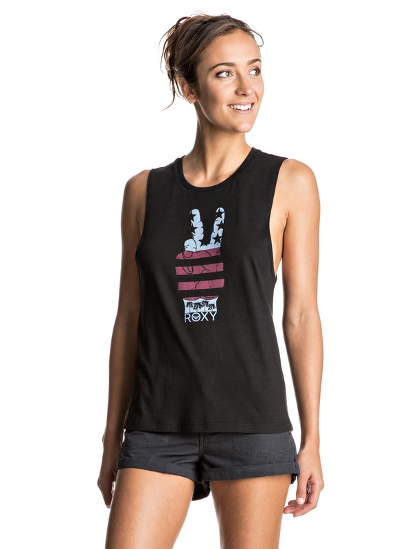 roxy, Peace Hand Muscle Tank, TRUE BLACK (kvj0) 0 Peace Hand Muscle Tank ARJZT04095 Roxy