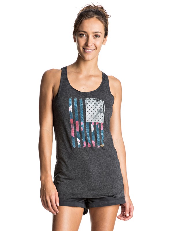 roxy, Paradise Flag Racerback Tank, TRUE BLACK HEATHER (kvjh) 0 Paradise Flag Racerback Tank ARJZT04097 Roxy