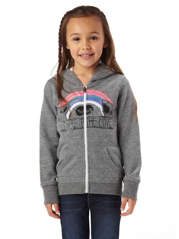 roxy, Girls 2-6 Chillin Dolphins Hoodie, HERITAGE HEATHER (sgrh) 0 Girls 2-6 Chillin Dolphins Hoodie ARLFT00055 Roxy