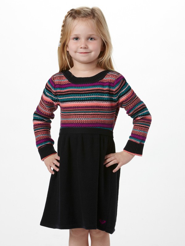 roxy, Girls 2-6 Winter Dreams Dress, TRUE BLACK KNIT PATTERN (kvj6) 0 Girls 2-6 Winter Dreams Dress ARLKD00018 Roxy