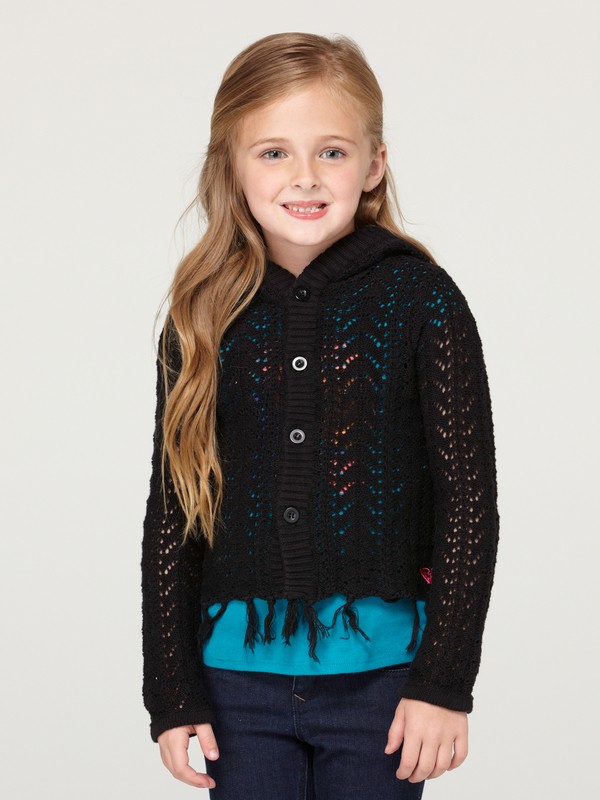 roxy, Girls 2-6 Sea Shore Cardigan, TRUE BLACK (kvj0) 0 Girls 2-6 Sea Shore Cardigan ARLSW00002 Roxy