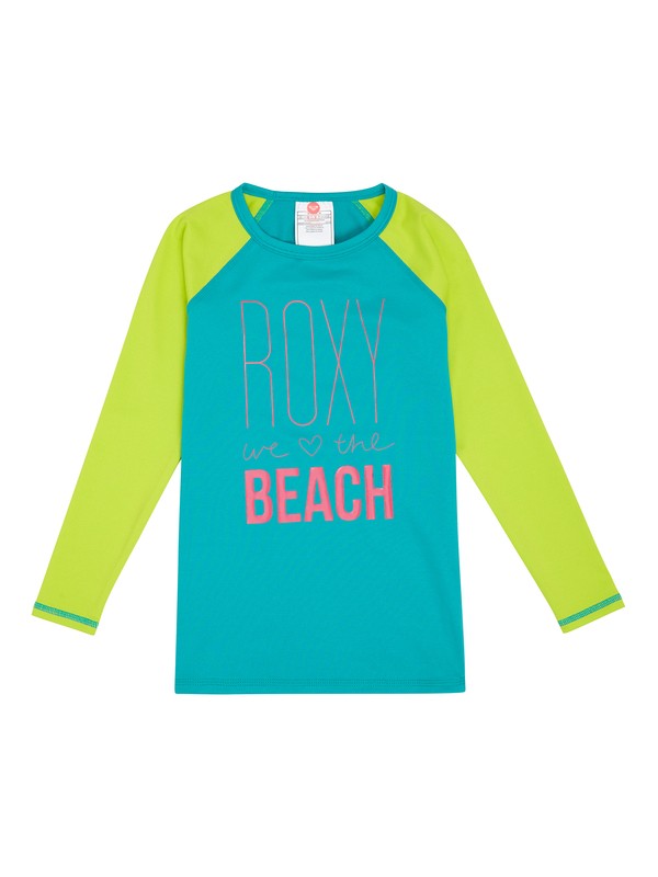 roxy, Girls 2-6 Raglan Sleeve Rashguard, SW TILE BLUE (bnw0) 0 Girls 2-6 Raglan Sleeve Rashguard ARLWR00005 Roxy