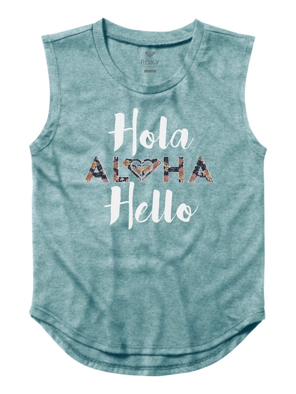 roxy, Girls 2-6 Hola Hello Muscle Tee, LATIGO BAY (blr0) 0 Girls 2-6 Hola Hello Muscle Tee ARLZT03114 Roxy