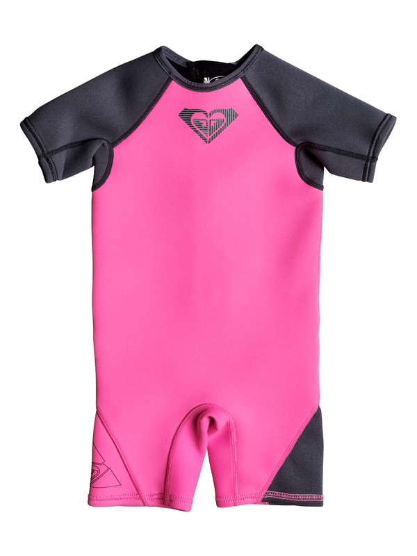 roxy, Girl's 2-6 1.5mm Syncro Flatlock Back Zip Short Sleeve Springsuit, PARADISE PINK (mlg0) 0 Girl's 2-6 1.5mm Syncro Flatlock Back Zip Short Sleeve Springsuit AROW503001 Roxy