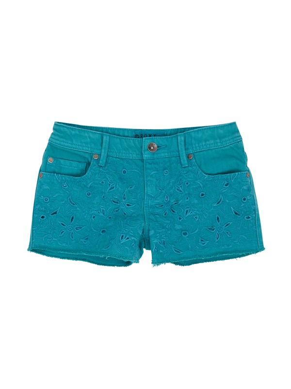 roxy, Girls 7-14 RG Lisy Eyelet Shorts, TILE BLUE (bpm0) 0 Girls 7-14 RG Lisy Eyelet Shorts ERGDS00013 Roxy
