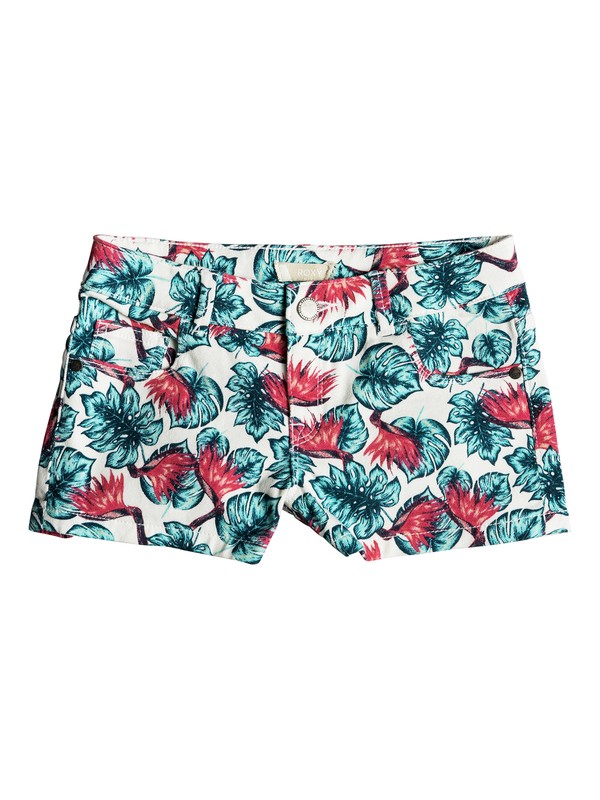 roxy, Passing Afternoon - Denim Shorts, MARSHMALLOW ABYSSAL TROPICAL (xwgr) 0 Passing Afternoon - Denim Shorts White ERGDS03033 Roxy