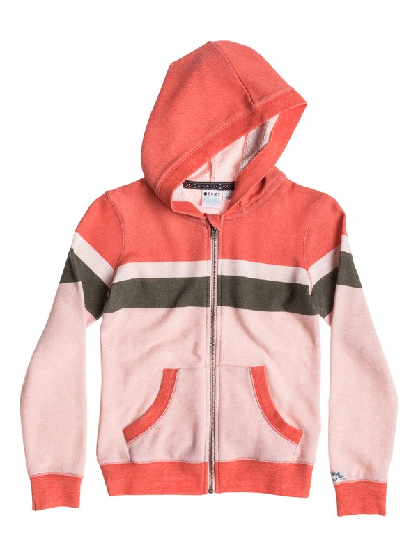 roxy, Girls 7-14 Stardust Stripe Hoodie, HOLIDAY HOT CORAL STRIPE (mkz3) 0 Girls 7-14 Stardust Stripe Hoodie ERGFT03027 Roxy