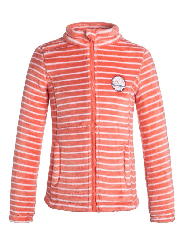 roxy, Girls 7-14 Igloo Zip Fleece, TEDDY STRIPE_CAMELLIA (mjw6) 0 Girls 7-14 Igloo Zip Fleece ERGFT03140 Roxy