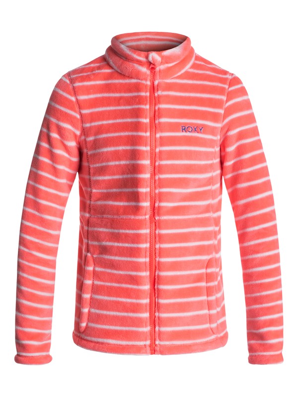 roxy, Igloo - Polaire zippée en fausse fourrure, NEON GRAPEFRUIT_TEDDY STRIPE (nkn5) 0 Igloo - Polaire zippée en fausse fourrure Orange ERGFT03211 Roxy