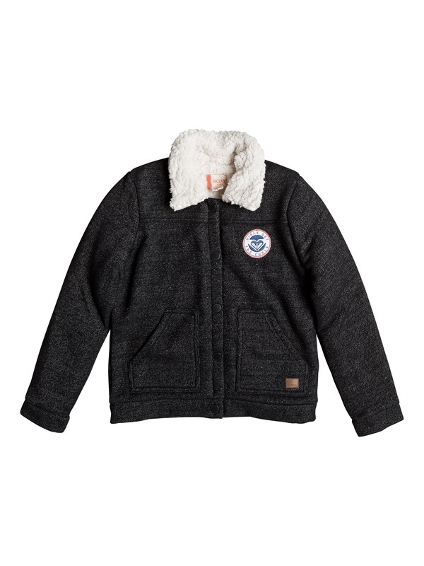 roxy, Royal Estate - Jersey Flight Jacket for Girls 8-16, CHARCOAL HEATHER (kpgh) 0 Royal Estate - Jersey Flight Jacket for Girls 8-16 Black ERGFT03227 Roxy