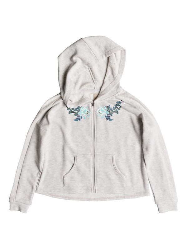 roxy, Girls 7-14 Listen Closely Zip Hoodie, METRO HEATHER (wbth) 0 Girls 7-14 Listen Closely Zip Hoodie White ERGFT03279 Roxy