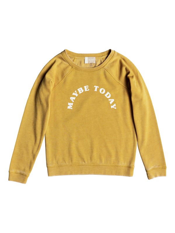 roxy, Girl's 7-14 Fingers Crossed Maybe Sweatshirt, FALL LEAF (yjg0) 0 Girl's 7-14 Fingers Crossed Maybe Sweatshirt Yellow ERGFT03306 Roxy