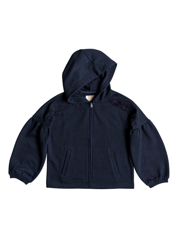 roxy, Girl's 7-14 Stop And Go Puff Sleeve Zip-Up Hoodie, DRESS BLUES (btk0) 0 Girl's 7-14 Stop And Go Puff Sleeve Zip-Up Hoodie ERGFT03324 Roxy