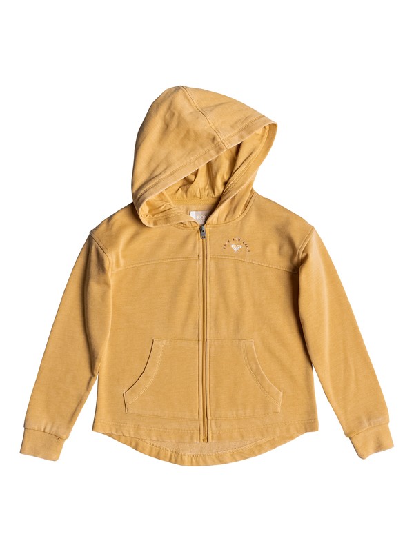 roxy, Girl's 7-14 Sky Ladder Surf And Chill Zip-Up Hoodie, OCHRE (yhv0) 0 Girl's 7-14 Sky Ladder Surf And Chill Zip-Up Hoodie Yellow ERGFT03347 Roxy