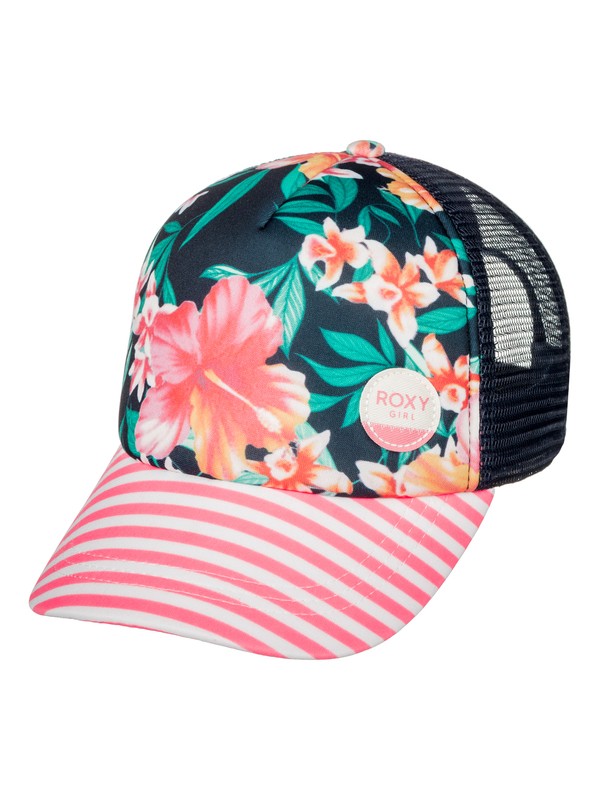 roxy, Girls Just OK Trucker Hat, DRESS BLUE ISLAND TROPIC (xbbr) 0 Girls Just OK Trucker Hat ERGHA03045 Roxy