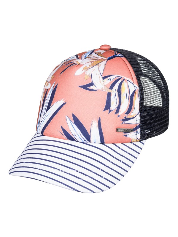 roxy, Girls 7-14 Just Ok Trucker Hat, SOUFFLE CARVICO LAFITENIA (mfg6) 0 Girls 7-14 Just Ok Trucker Hat Pink ERGHA03117 Roxy