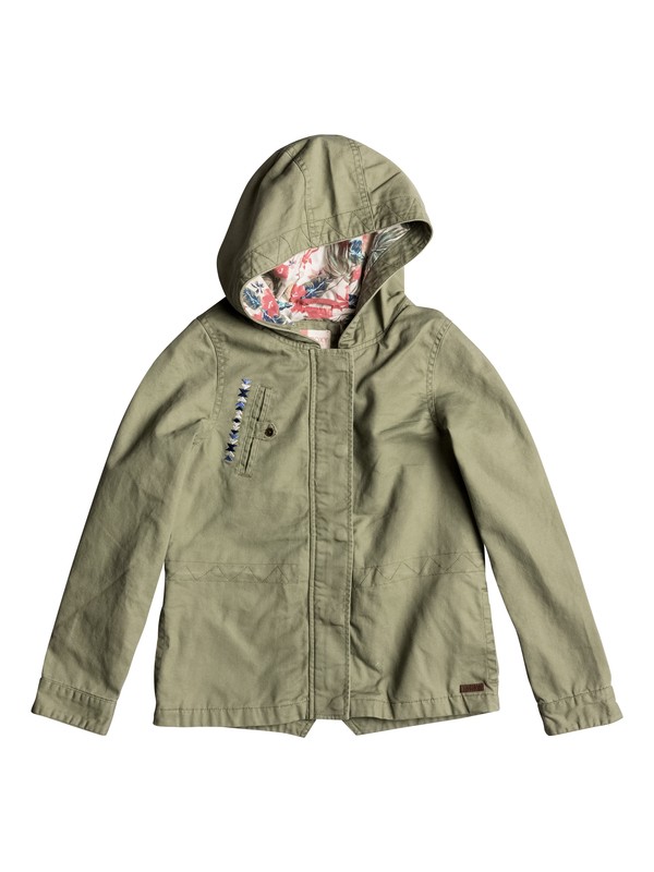 roxy, Heart Words - Military Parka, OIL GREEN (gld0) 0 Heart Words - Military Parka ERGJK03035 Roxy