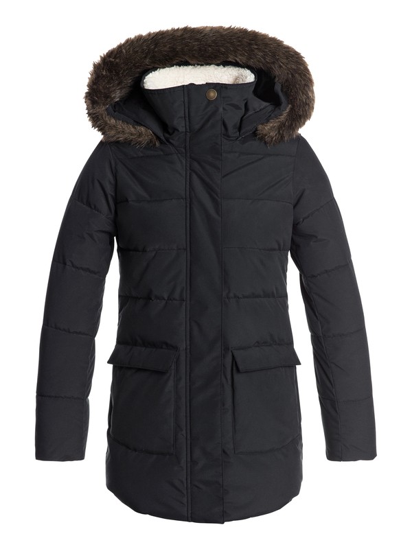 roxy, Girls 7-14 Elsie Water Repellent Hooded Longline Puffa Jacket, TRUE BLACK (kvj0) 0 Girls 7-14 Elsie Water Repellent Hooded Longline Puffa Jacket Black ERGJK03054 Roxy