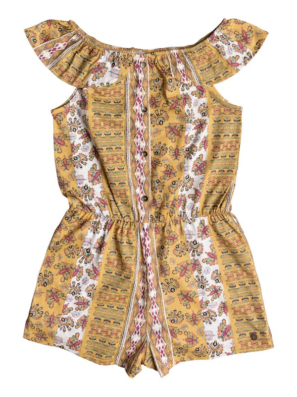roxy, Girls 7-14 Heart And Mind Romper, BUFF YELLOW GIRL VERTICAL FLOW (ygf9) 0 Girls 7-14 Heart And Mind Romper ERGKD03064 Roxy