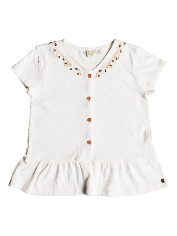 roxy, Girl's 7-14 Smell In The Air Ruffled Short Sleeve Top, MARSHMALLOW (wbt0) 0 Girl's 7-14 Smell In The Air Ruffled Short Sleeve Top White ERGKT03090 Roxy