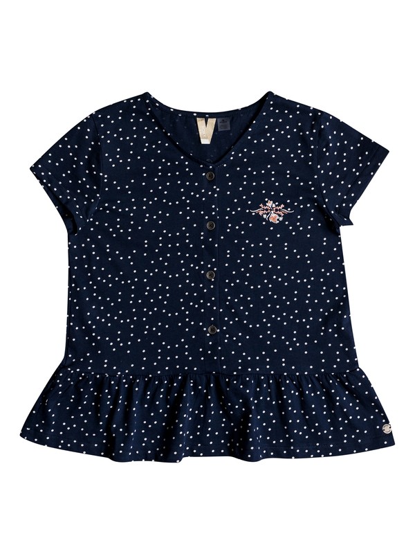 roxy, Girls 7-14 Smell In The Air Ruffled Short Sleeve Top, DRESS BLUE DOTS FOR DAYS (xwww) 0 Girls 7-14 Smell In The Air Ruffled Short Sleeve Top White ERGKT03094 Roxy