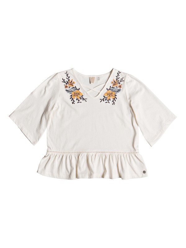 roxy, Girl's 7-14 London Ride Short Sleeve Top, MARSHMALLOW (wbt0) 0 Girl's 7-14 London Ride Short Sleeve Top ERGKT03101 Roxy