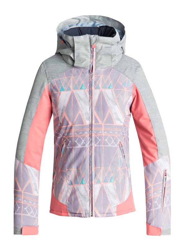 roxy, Girl's 7-14 Sassy Snow Jacket, MINIMAL GREY_MOSAIC (skg1) 0 Girl's 7-14 Sassy Snow Jacket Grey ERGTJ03052 Roxy
