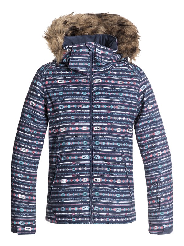 roxy, Girl's 7-14 American Pie Snow Jacket, CROWN BLUE_INDIE STRIPES (bqy4) 0 Girl's 7-14 American Pie Snow Jacket Blue ERGTJ03054 Roxy