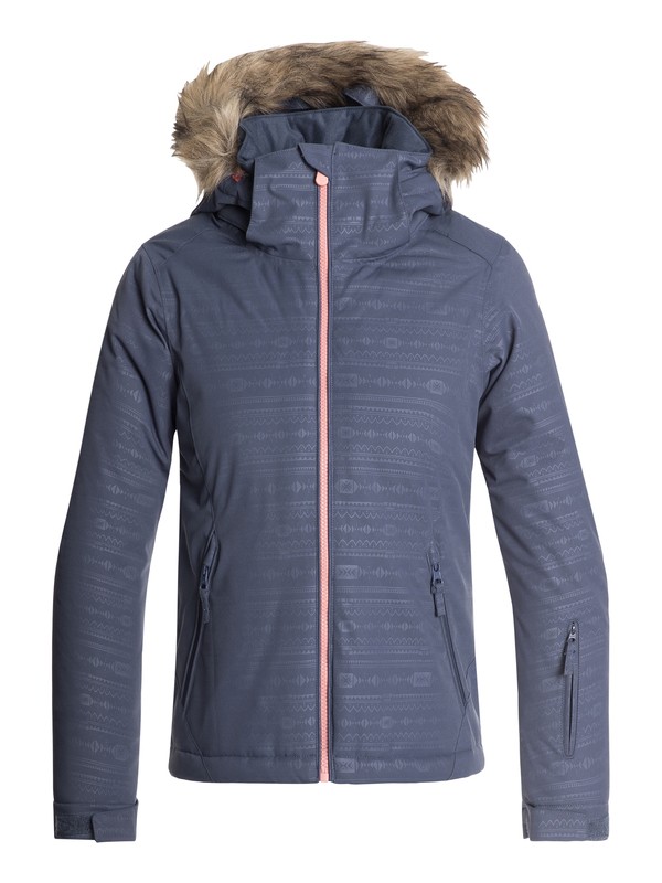 roxy, Girls 7-14 American Pie Snow Jacket, CROWN BLUE_INDIE STRIPES EMBOS (bqy7) 0 Girls 7-14 American Pie Snow Jacket Blue ERGTJ03057 Roxy