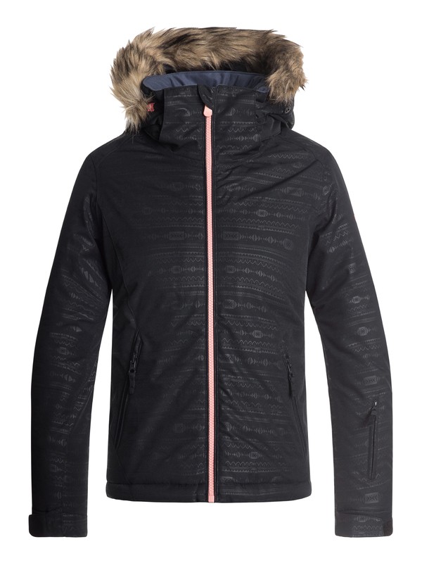 roxy, Girl's 7-14 American Pie Snow Jacket, TRUE BLACK_INDIE STRIPES EMBOS (kvj8) 0 Girl's 7-14 American Pie Snow Jacket Black ERGTJ03057 Roxy