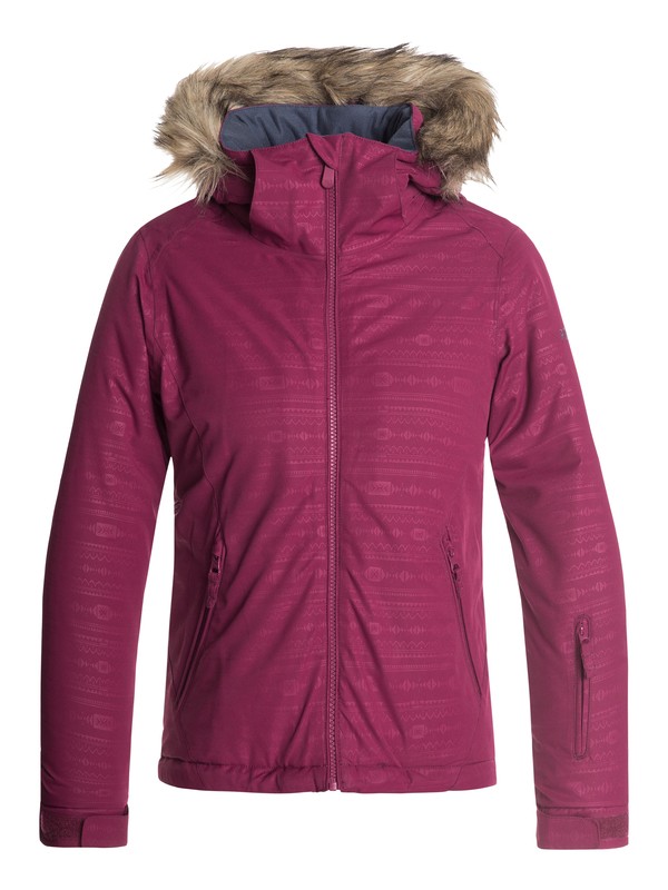 roxy, Girl's 7-14 American Pie Snow Jacket, BEET RED_INDIE STRIPES EMBOSS (rrv2) 0 Girl's 7-14 American Pie Snow Jacket Red ERGTJ03057 Roxy